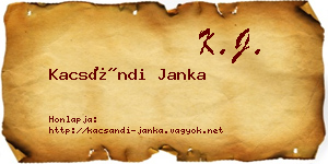 Kacsándi Janka névjegykártya